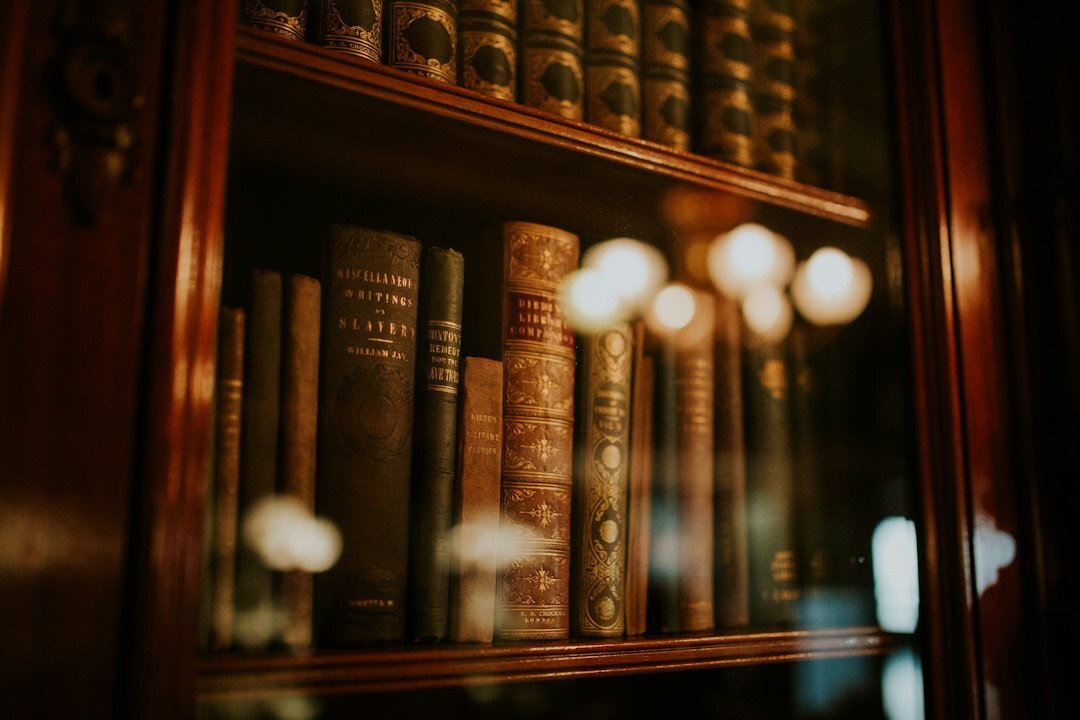 old mystery books on shelf