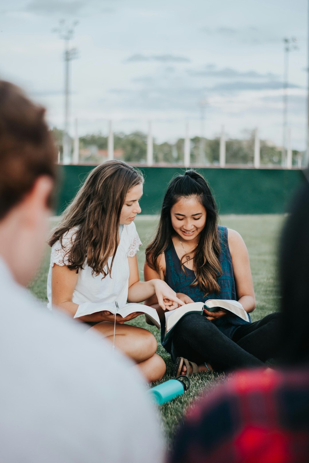 group discussing book